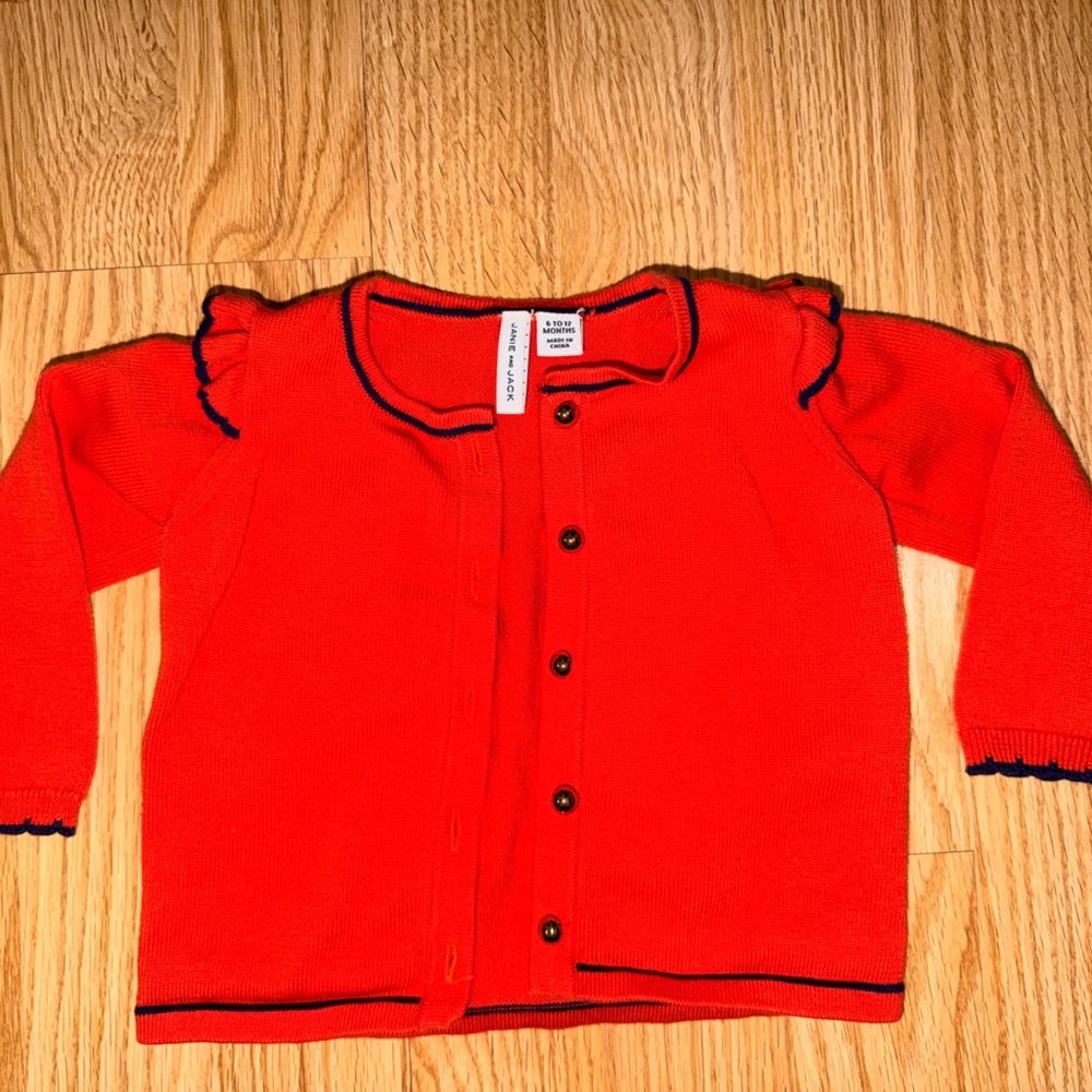Janie and Jack Bright Red Button Down Cardigan